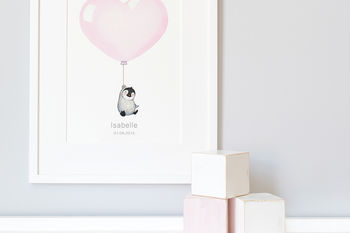 Personalised Girl's Heart Shaped Pink Balloon Picture, 3 of 10