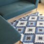 Cosy Blanket Blue Diamond Sheep Wool Blanket Rug Handmade / Black Friday Sale, thumbnail 5 of 8