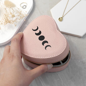 Customisable Moon Phase Pink Heart Jewellery Case, 7 of 10