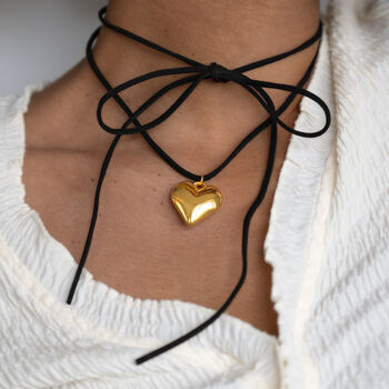 Puff Heart Cord Bow Necklace, 2 of 5