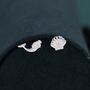 Mismatched Mermaid And Seashell Stud Earrings In Sterling Silver, thumbnail 4 of 12