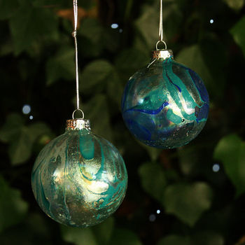 Handmade Marbled Christmas Glass Baubles By Juliet Reeves Designs ...