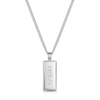 Tall Ingot Tag Men's Necklace 925 Sterling Silver, 2 of 7