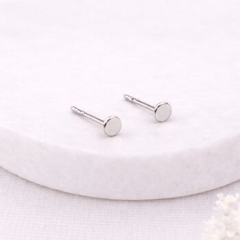 Micro Sterling Silver Disc Stud Earrings – 3mm, 2 of 5