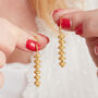 Gold Filigree Beaded Drop Earrings, 18 K Vermeil, thumbnail 5 of 6
