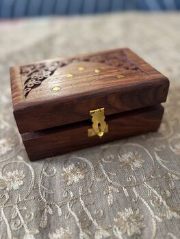 Wooden Jewellery Storage Box, Indian Trinket Box, 5 of 12
