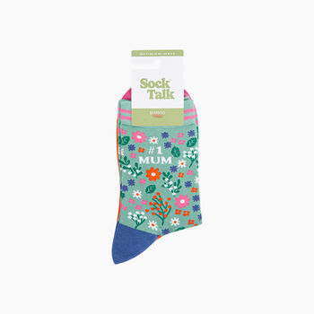 Number One Mum Floral Bamboo Socks In Green, 3 of 4