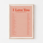 Retro I Love You In Twenty Languages Wall Print, thumbnail 3 of 7