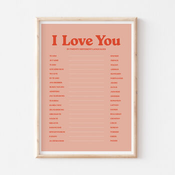 Retro I Love You In Twenty Languages Wall Print, 3 of 7