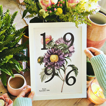 Birth Flower Birthday Print Personalised Recycled, 3 of 11