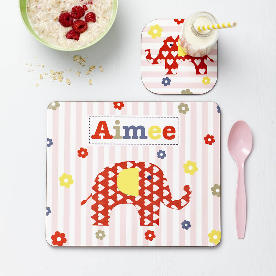 Girls Personalised Character Placemat And Coaster By TillieMint