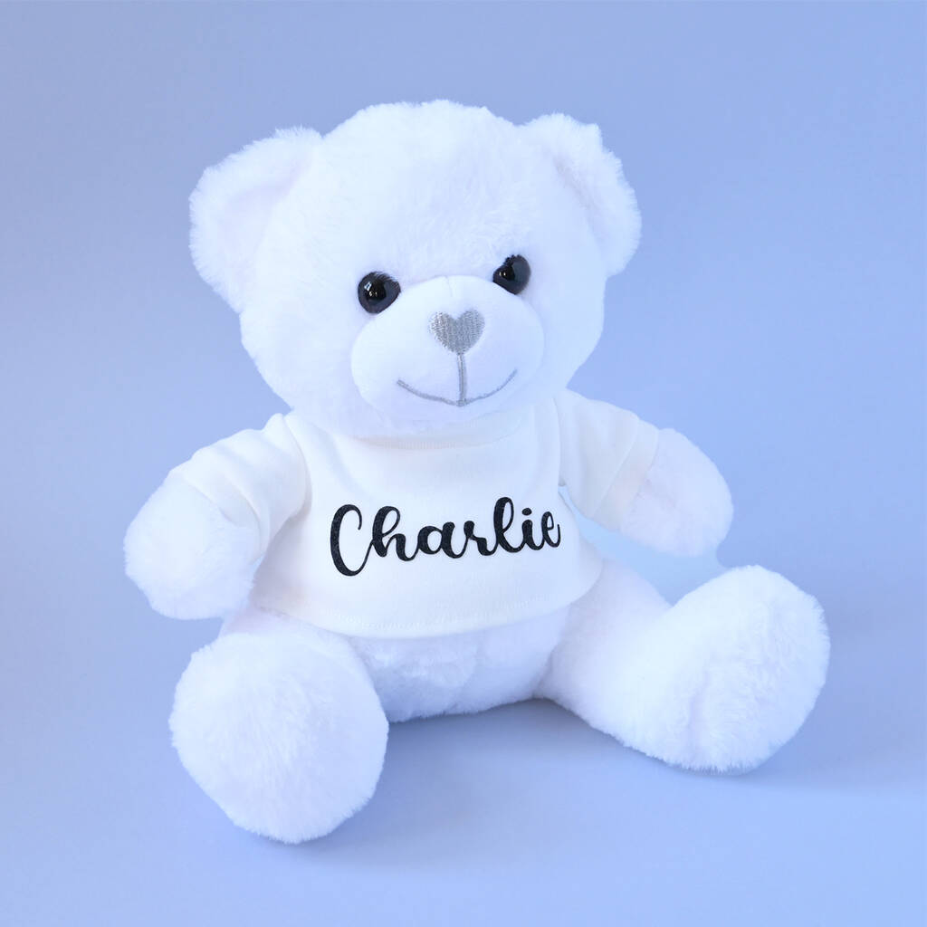 Personalised White Soft Teddy Toy By KEEDD | notonthehighstreet.com