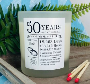 Personalised 50th Anniversary Years And Counting Candle, 3 of 11