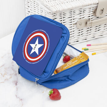 Personalised Superhero Blue Lunch Bag, 5 of 10
