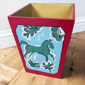 'Horsing Around': Hand Painted Original Bin/Basket, 2 of 9