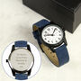 Personalised Black Watch With Blue Canvas Strap, thumbnail 1 of 5