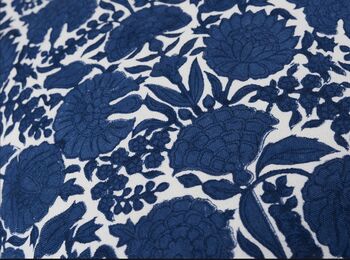 Amritsar Floral Pattern Block Print Blue Cushion Cover, 4 of 6