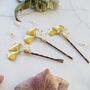 Gold Ginkgo Leaf Bridal Hair Pins, thumbnail 5 of 7