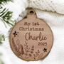 Personalised My First Christmas Wooden Bauble Disc Sign, thumbnail 4 of 4