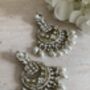 White Antique Gold Chand Bali Indian Earrings, thumbnail 1 of 9