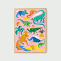 Dinosaurs On Pink Fine Art Print, thumbnail 5 of 6