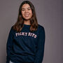 Picky Bits Varsity Slogan Christmas Sweatshirt, thumbnail 1 of 7
