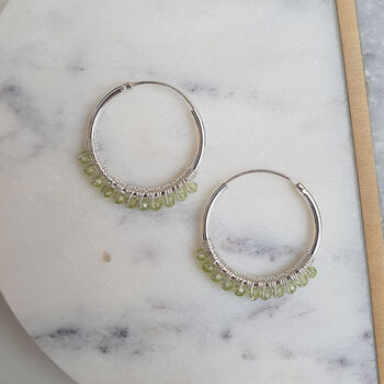 Silver And Gemstone Hoops, 2 of 5