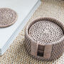 Marbury Taupe Round Rattan Coasters Set Of Six, thumbnail 3 of 4