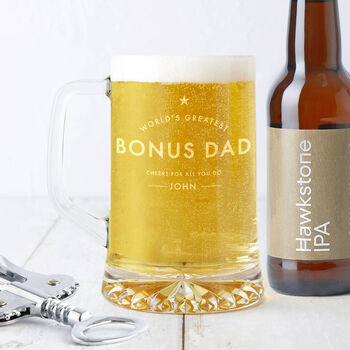 'Worlds Greatest Bonus Dad' Personalised Beer Tankard Father's Day Gift, 2 of 4
