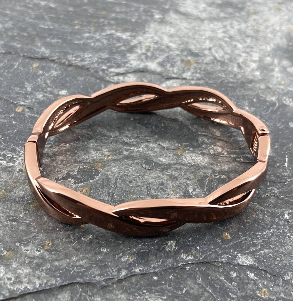 Hinged Celtic Twist Dark Copper Tone Bangle By ATLondonJewels