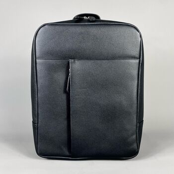 Black Leather Laptop Backpack, 3 of 8
