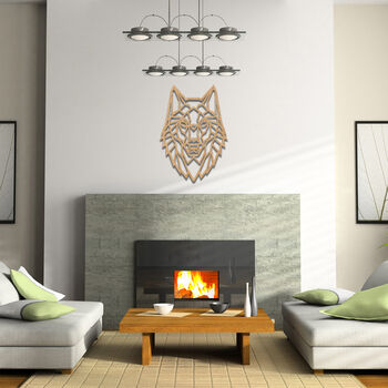 Geometric Wolf Wooden Wall Art Abstract Handmade Decor, 6 of 9