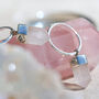 Open Heart Rose Quartz Silver/Gold Huggie Hoop Earrings, thumbnail 2 of 9
