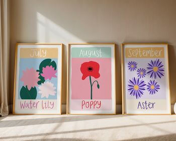 Personalised Birth Flower Art Print, 4 of 6