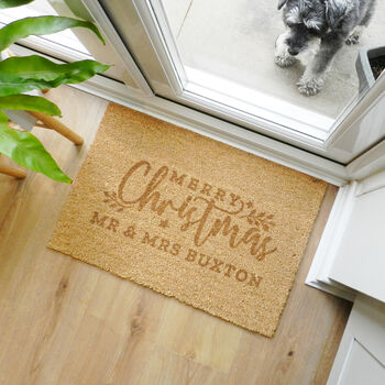 Personalised Christmas Rectangle Indoor Doormat, 3 of 5