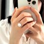 Juliette Ivory Silver Pearl Crown Snow Ball Charm Gift Ring, thumbnail 6 of 6