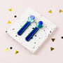 Teal And Blue Art Deco Dangle Earrings For Her, thumbnail 1 of 3