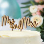 Mrs And Mrs Wooden Cake Topper, thumbnail 4 of 4