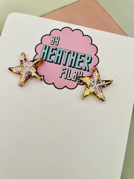 Twinkle Tide Small Starfish Glitter Resin Earrings, 2 of 7