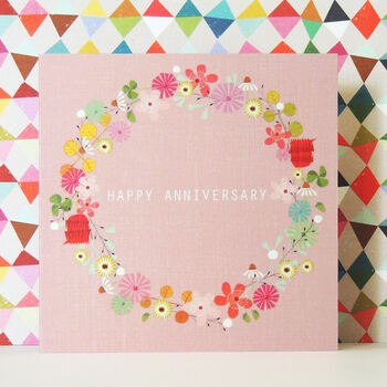 Floral Anniversary Greetings Card, 3 of 5