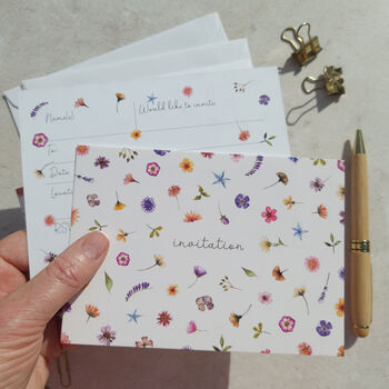 Pressed Wildflowers Ready To Write Invitations, 2 of 8