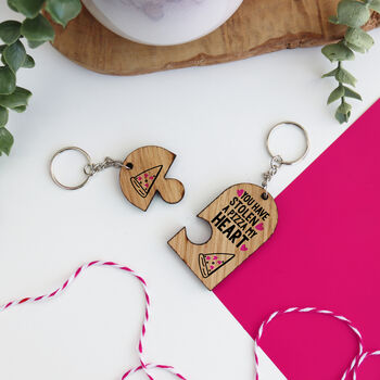 Stole A Pizza My Heart Valentine's Key Ring Set, 3 of 4