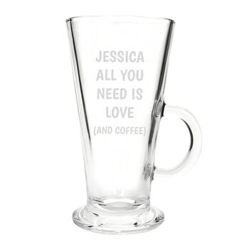 Personalised All You Need Is Love Latte Glass Mug, 3 of 3