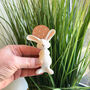 Little White Easter Bunny With Wooden Balloon, thumbnail 3 of 3