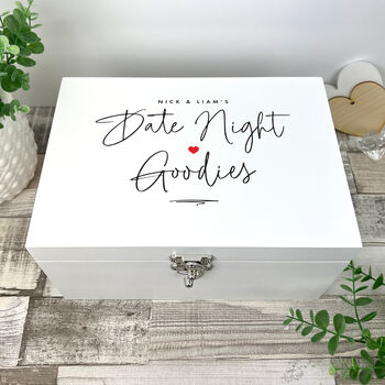 Personalised White Couples Date Night Treat Box Three Sizes, 2 of 10