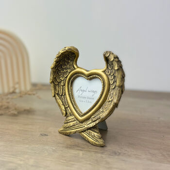 Standing Gold Angel Wing Photo Frame Remembrance Gift, 8 of 9