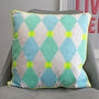 Bright Harlequin Screen Printed Cushion, thumbnail 2 of 11
