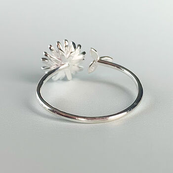 Sterling Silver Daisy And Leaf Adjustable Ring, 4 of 6