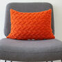 Hand Knit Lattice Cable Cushion In Tangerine, thumbnail 1 of 4
