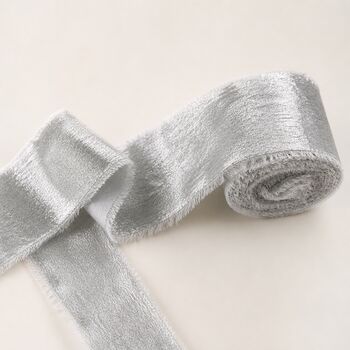 Chiffon Wedding Ribbon With Frayed Edge Silver 5m Roll, 2 of 6